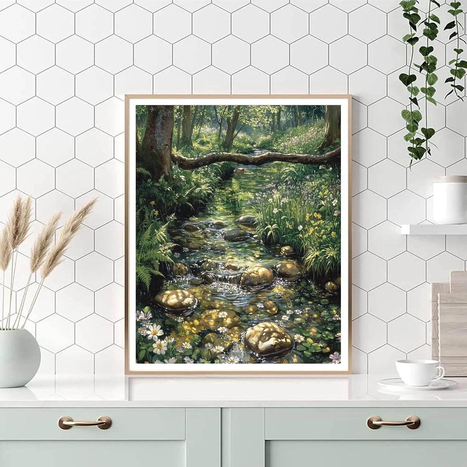 John Everett Millais Inspired Spring Forest Stream paint by number