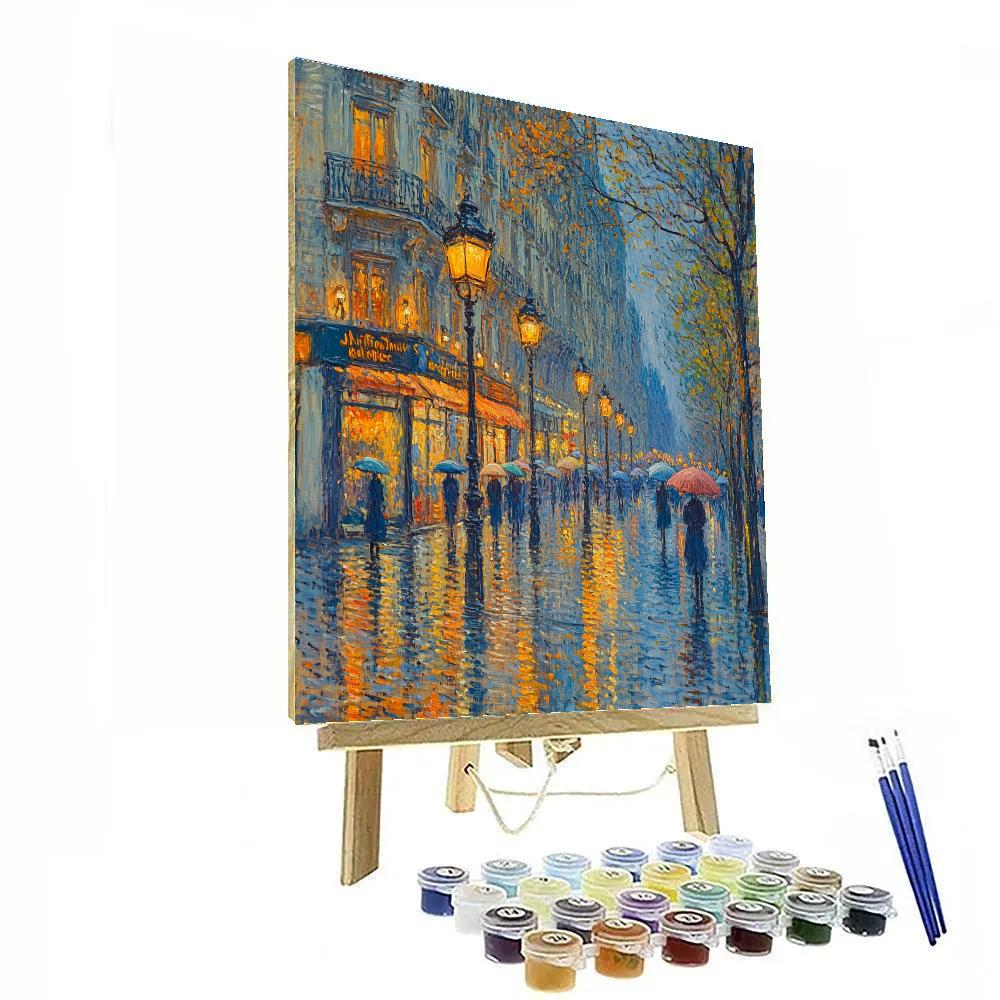 Claude Monet Inspired City Boulevard In Rain Painting by numbers kit