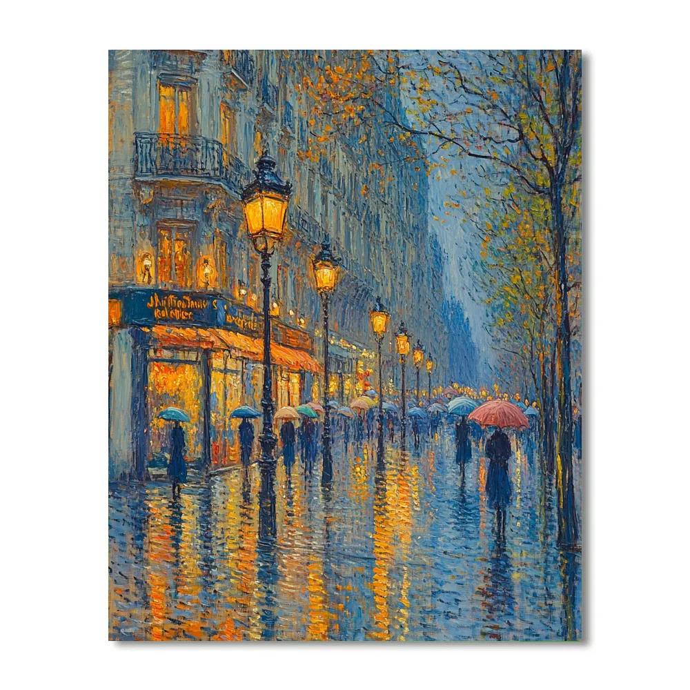 Claude Monet Inspired City Boulevard In Rain Painting by numbers kit