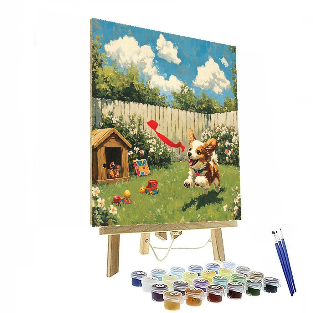 Scamp Sunny Backyard Chase Disney Inspired paint by number