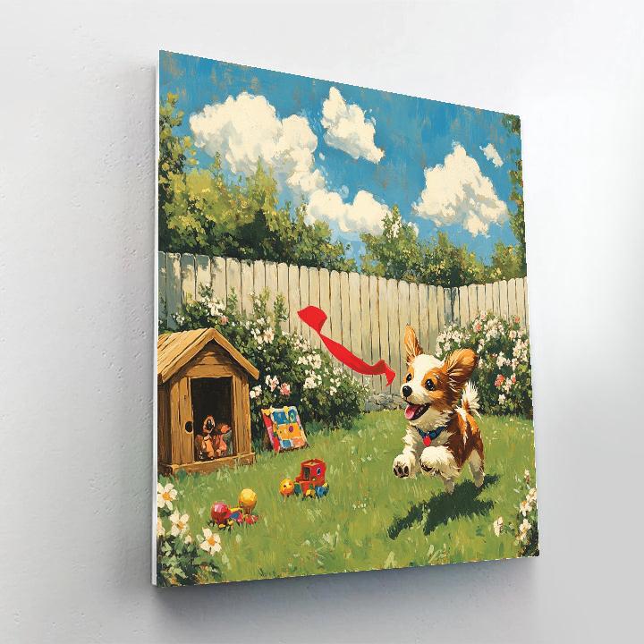 Scamp Sunny Backyard Chase Disney Inspired paint by number