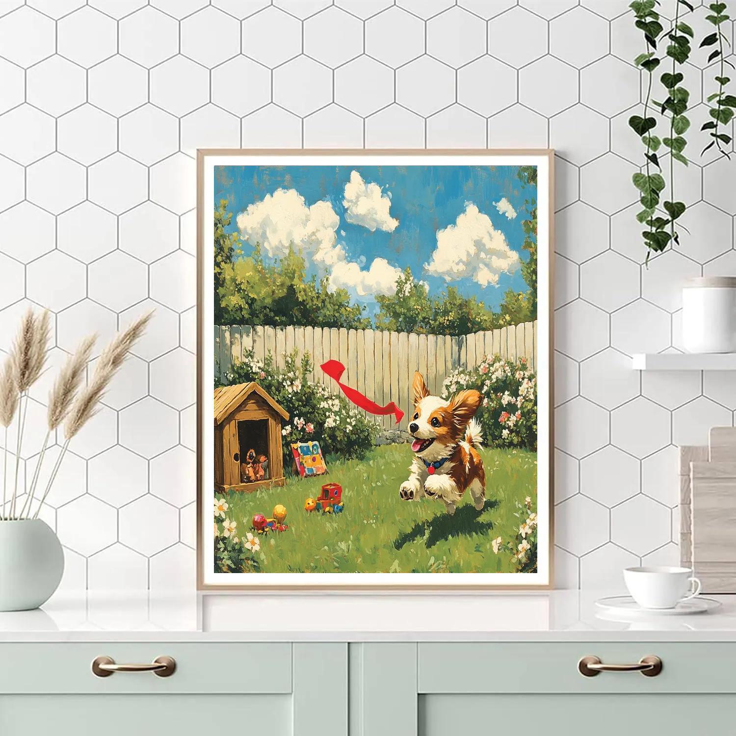 Scamp Sunny Backyard Chase Disney Inspired paint by number