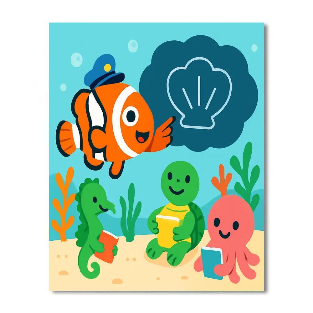 The Coral Classroom Of Captain Clownfish Paint by numbers art