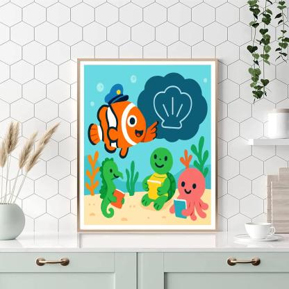 The Coral Classroom Of Captain Clownfish Paint by numbers art