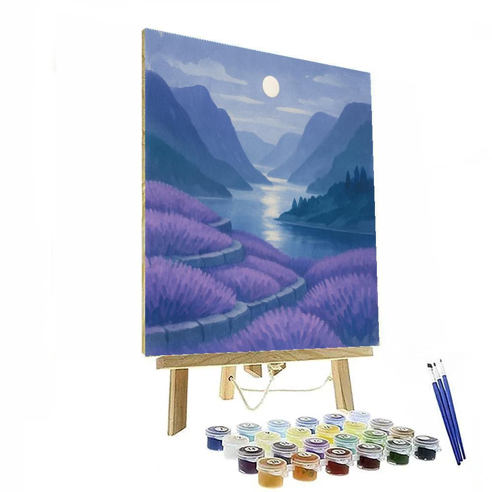 Moonlit Lavender Terraces Above The Quiet Fjord painting number kit