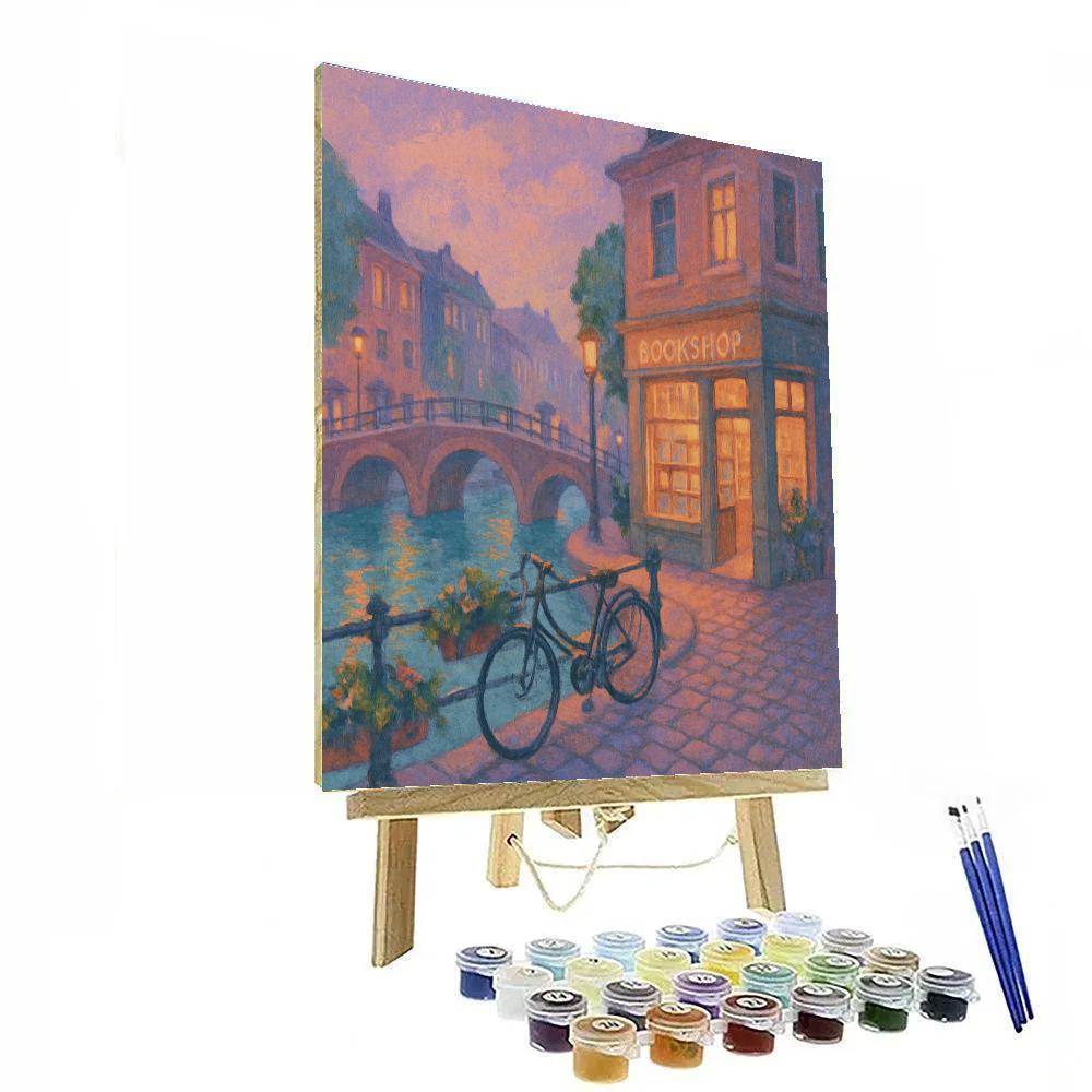 Lavender Dusk Over The Canal Bookshop Row paint by color