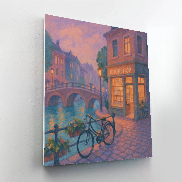 Lavender Dusk Over The Canal Bookshop Row paint by color