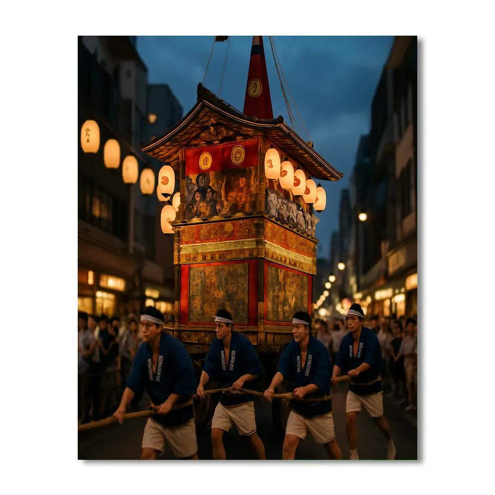 Gion Matsuri Evening Float Procession Kyoto paint by number