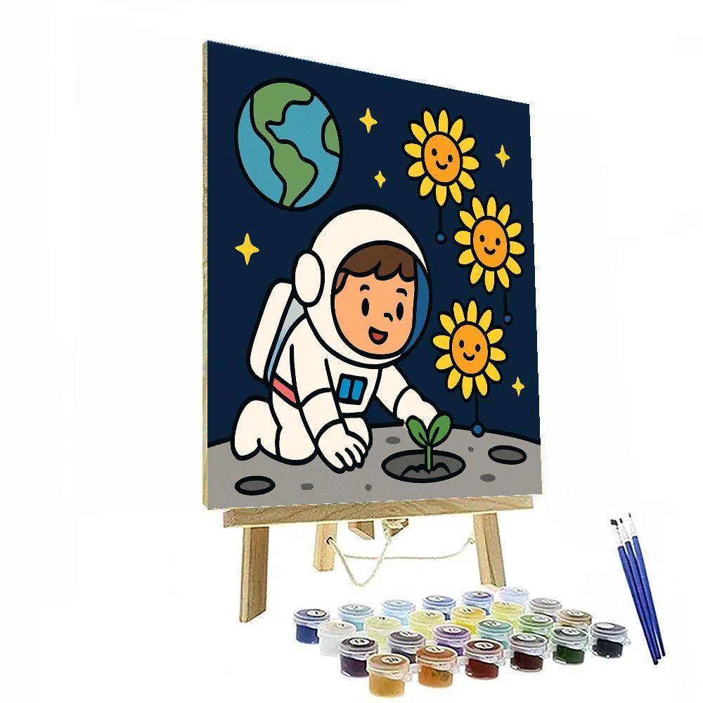 Moon Garden Astronaut And The Sunflower Satellites paint by color