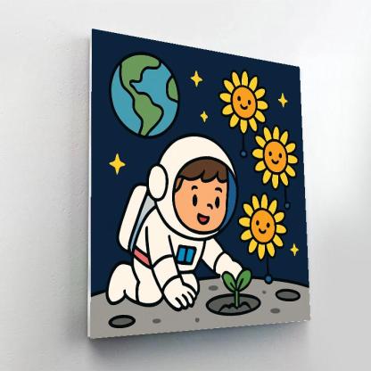 Moon Garden Astronaut And The Sunflower Satellites paint by color