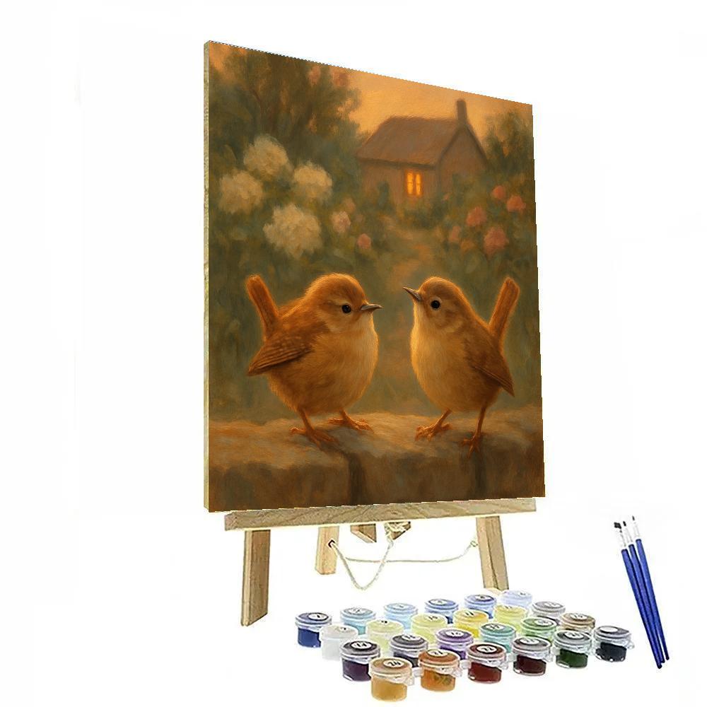 Lantern Light Wrens In The Cottage Garden painting number kit