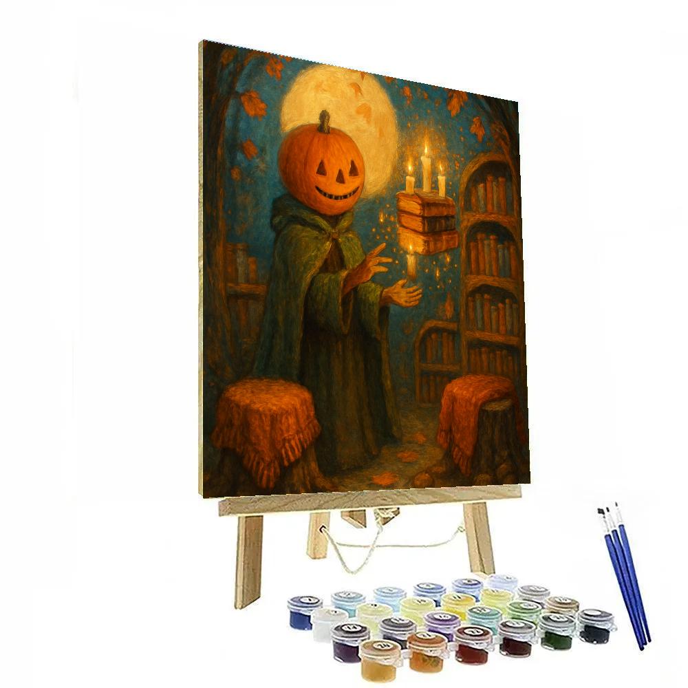 Lantern Library Under The Harvest Moon paint by numbers