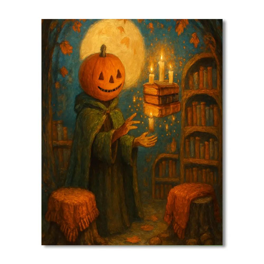 Lantern Library Under The Harvest Moon paint by numbers
