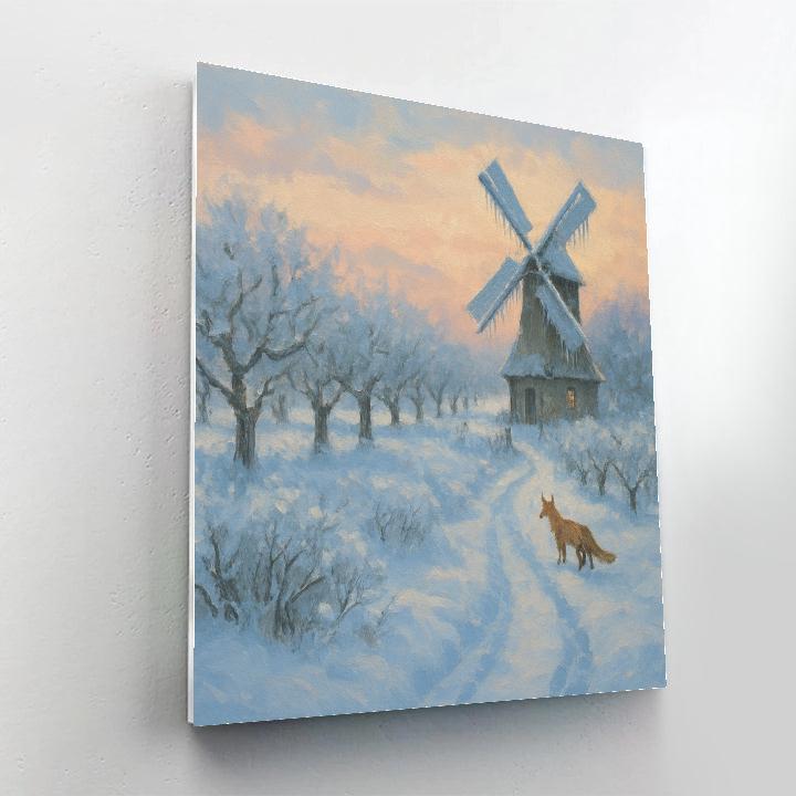 Sunrise Orchard Lane With Frosted Windmill paint by numbers