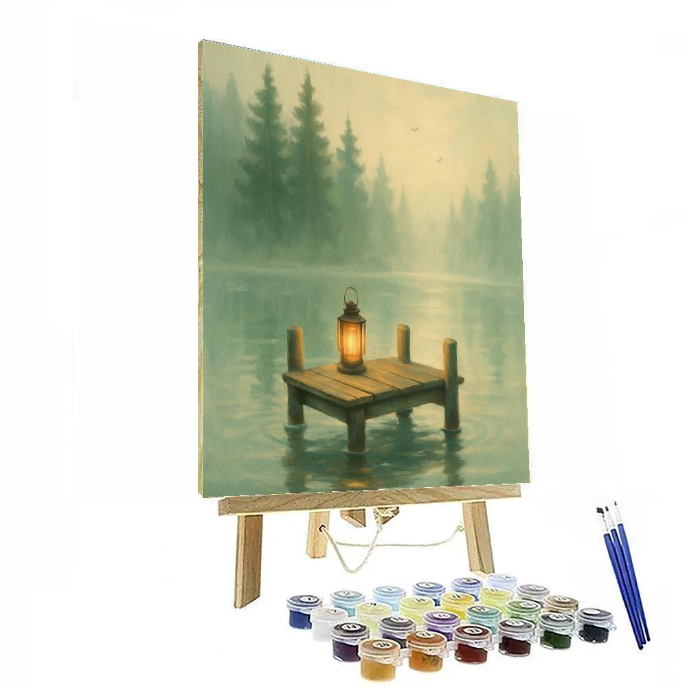 Lantern Dock At Misty Pine Lake Paint by numbers kits