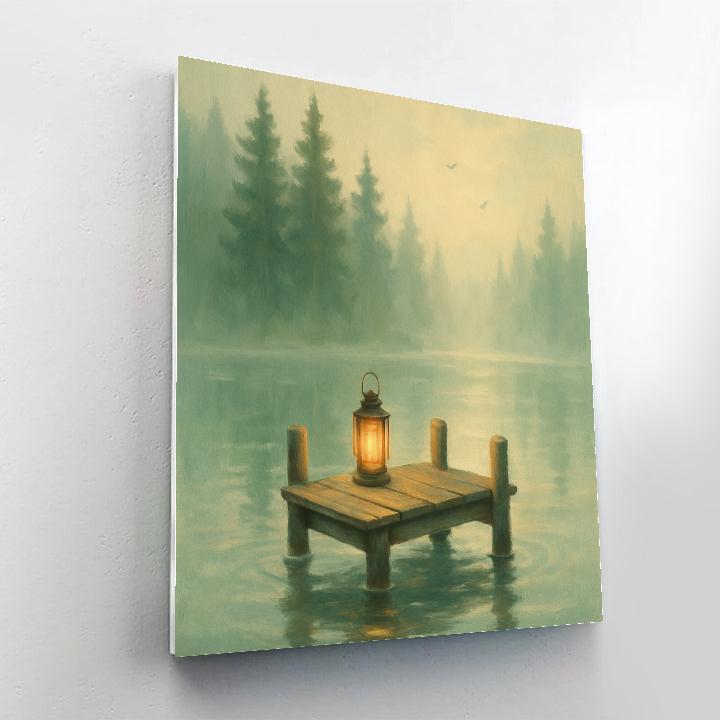 Lantern Dock At Misty Pine Lake Paint by numbers kits