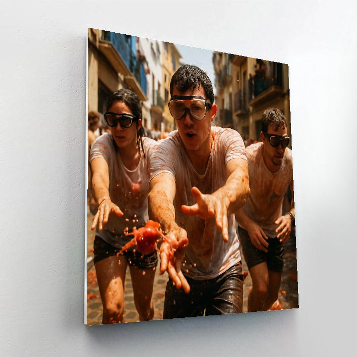 La Tomatina Tomato Festival Buñol Street Burst Painting by numbers kit