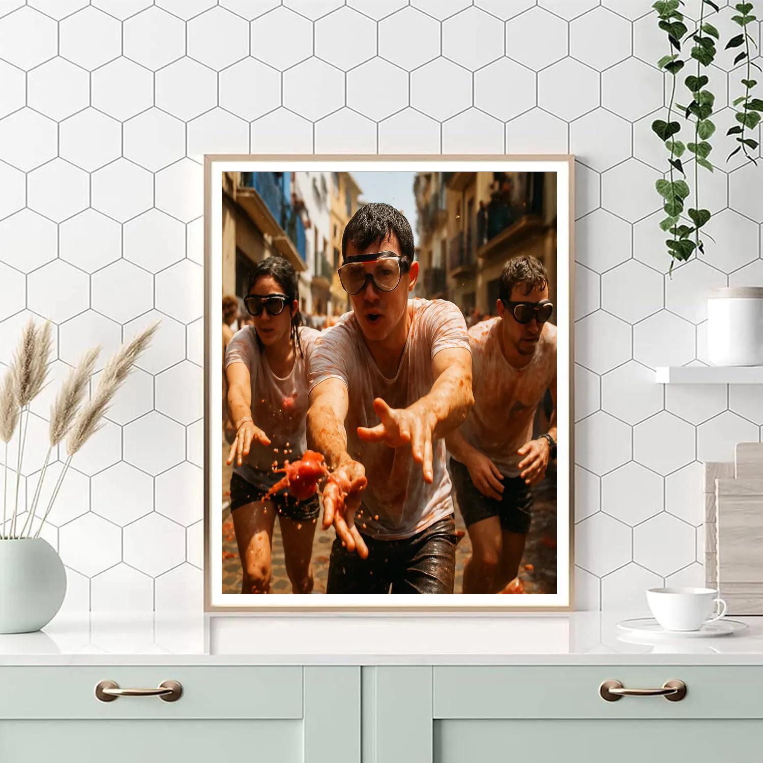 La Tomatina Tomato Festival Buñol Street Burst Painting by numbers kit