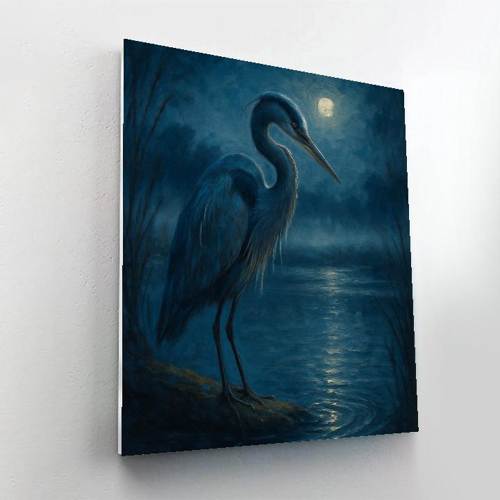 Moonlit Heron Above The Indigo Marsh DIY paint by numbers