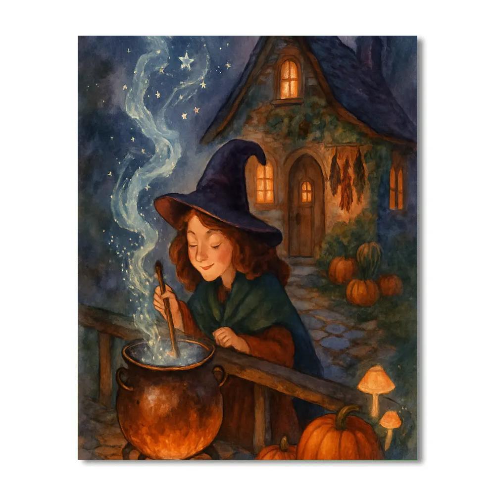 Witch Cottage Tea Steam Constellations Painting by numbers kit
