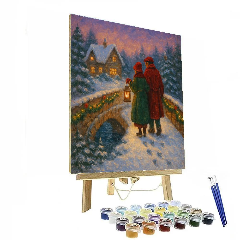 Lanterns On Frosted Bridge Number painting