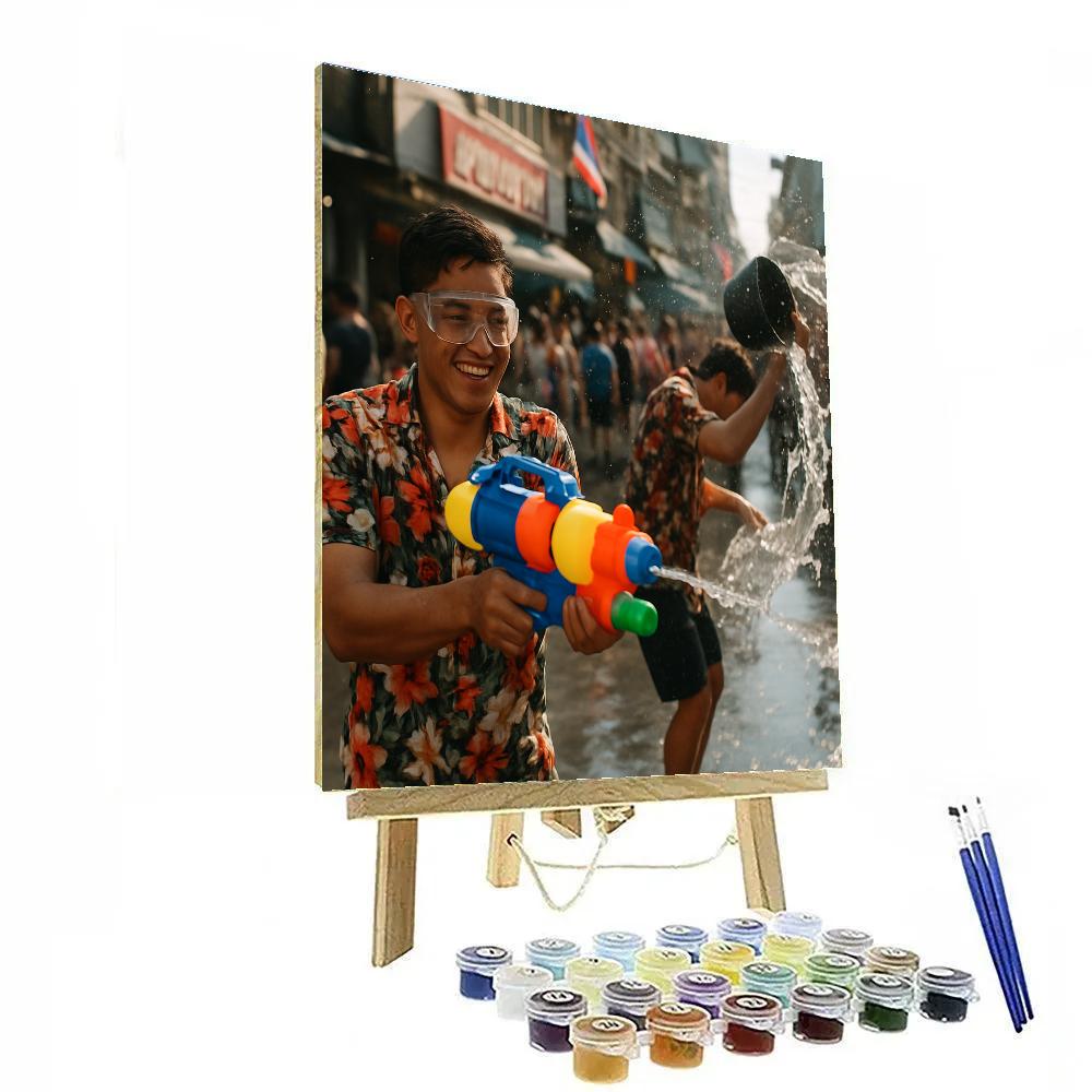 Songkran Water Festival Splash Bangkok Avenue painting number kit