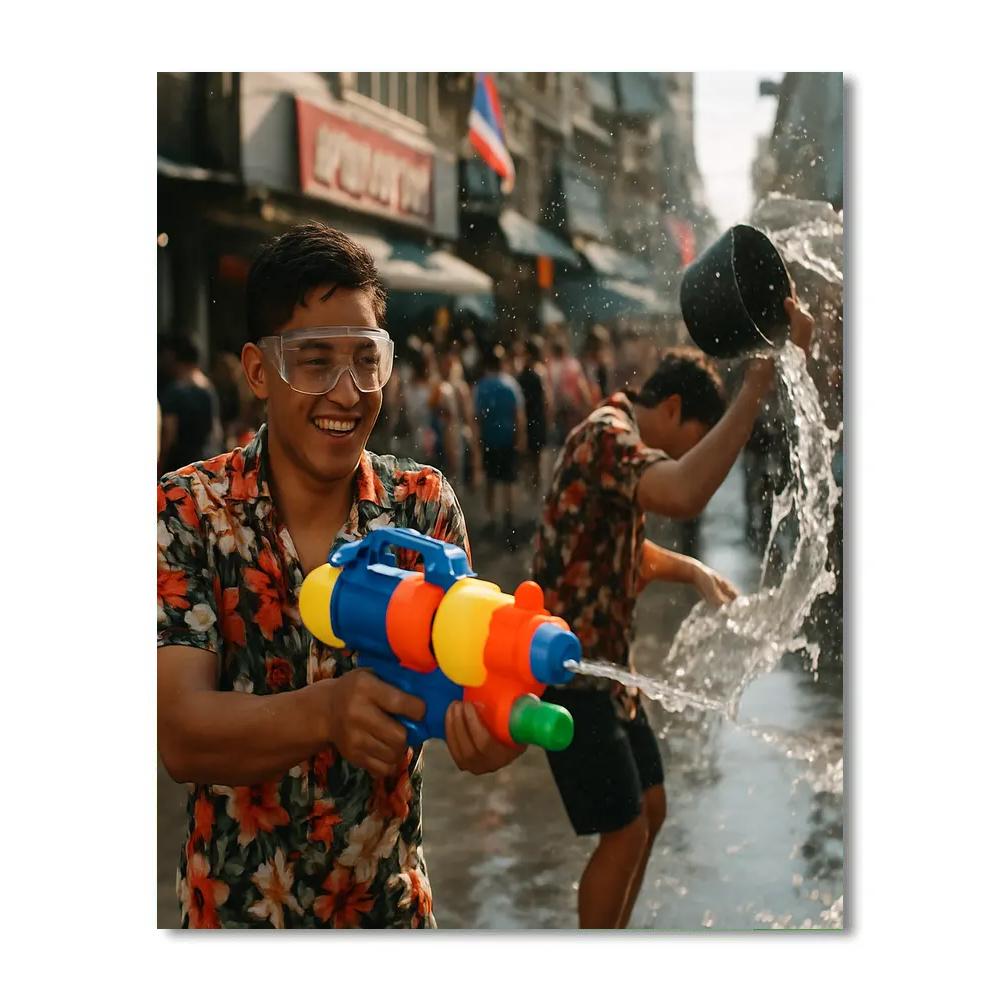 Songkran Water Festival Splash Bangkok Avenue painting number kit