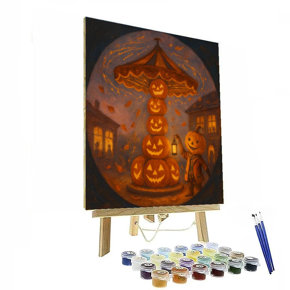 Jack O Lantern Carousel In The Autumn Square Paint by numbers art