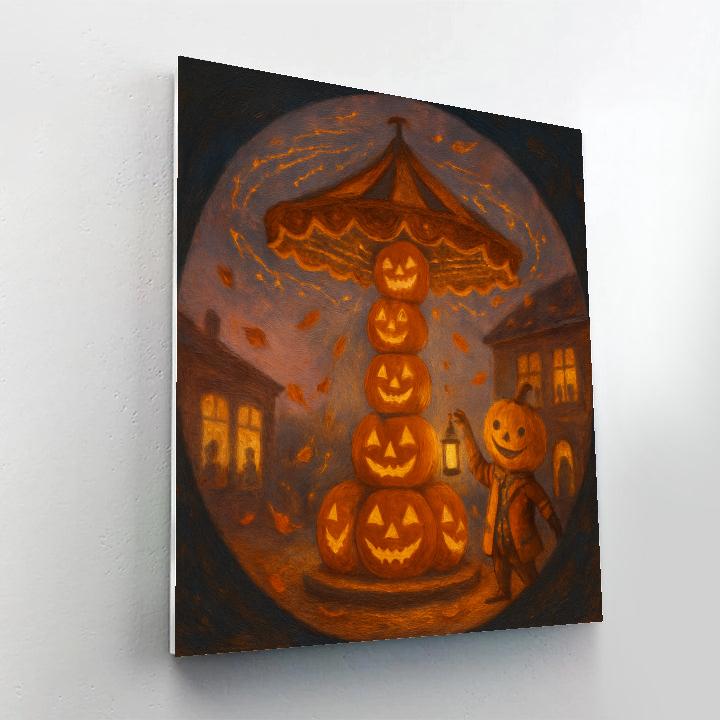 Jack O Lantern Carousel In The Autumn Square Paint by numbers art