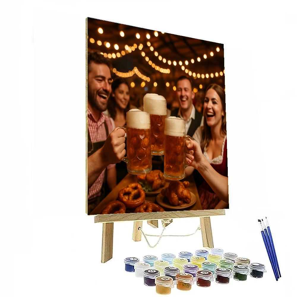 Oktoberfest Beer Tent Toast Munich Night Lights paint by numbers
