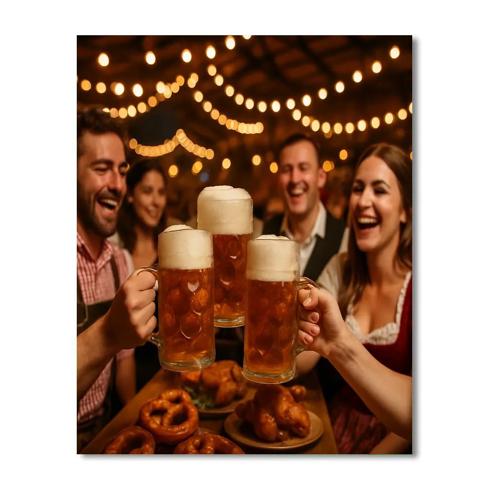 Oktoberfest Beer Tent Toast Munich Night Lights paint by numbers