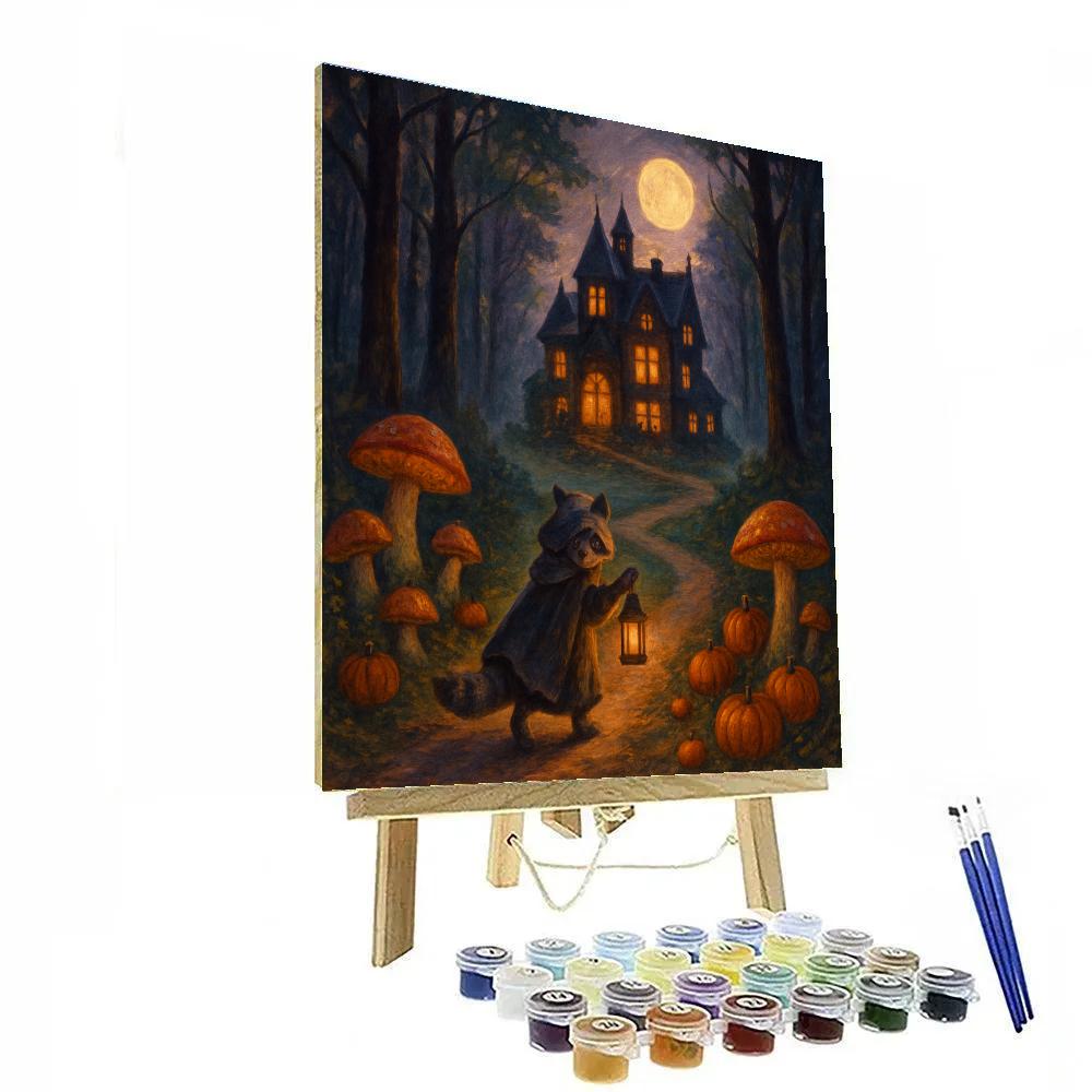 Moonlit Mushroom Path To The Gentle Haunted Manor paint by number