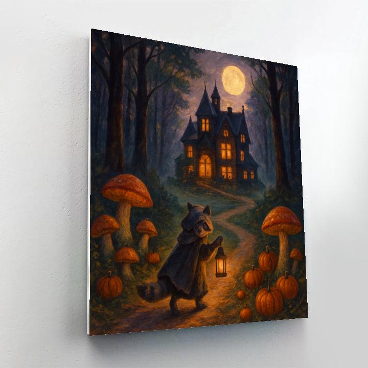 Moonlit Mushroom Path To The Gentle Haunted Manor paint by number