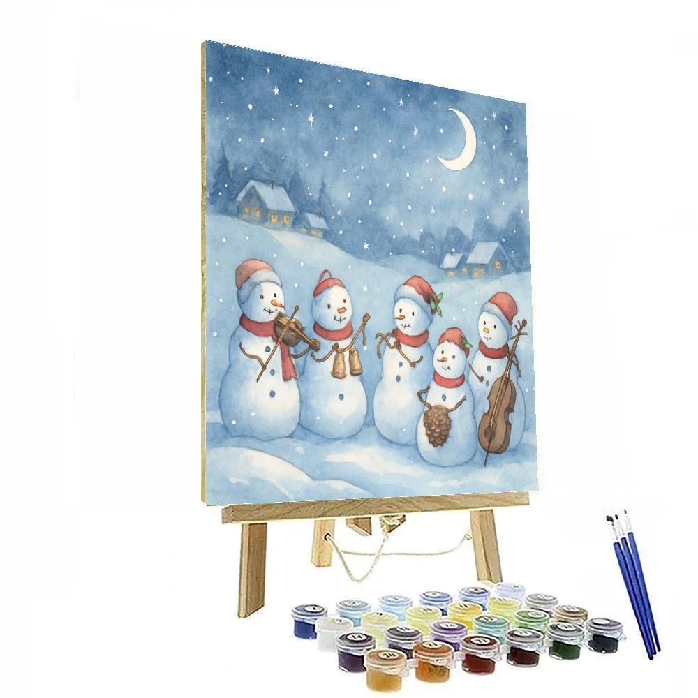 Moonlight Snowman Orchestra Painting by numbers kit