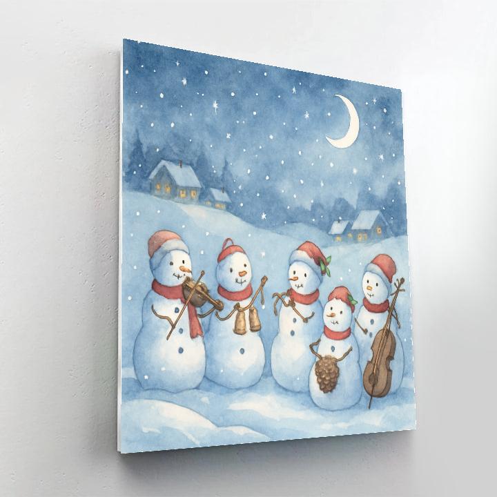 Moonlight Snowman Orchestra Painting by numbers kit