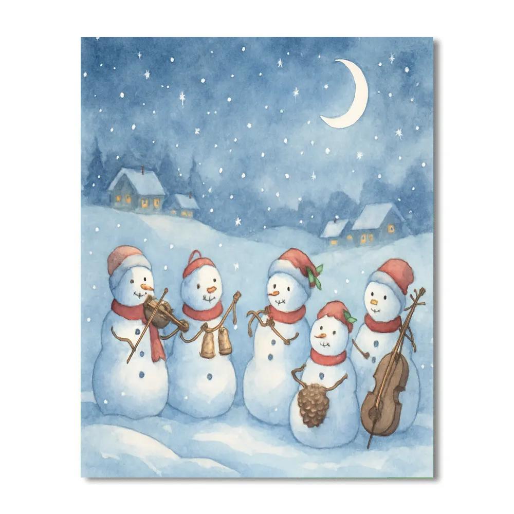 Moonlight Snowman Orchestra Painting by numbers kit