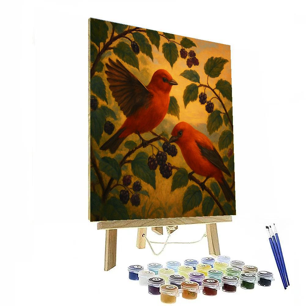 Evening Tanagers In The Wild Berry Thicket Paint by numbers kits