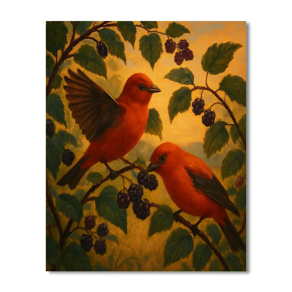 Evening Tanagers In The Wild Berry Thicket Paint by numbers kits