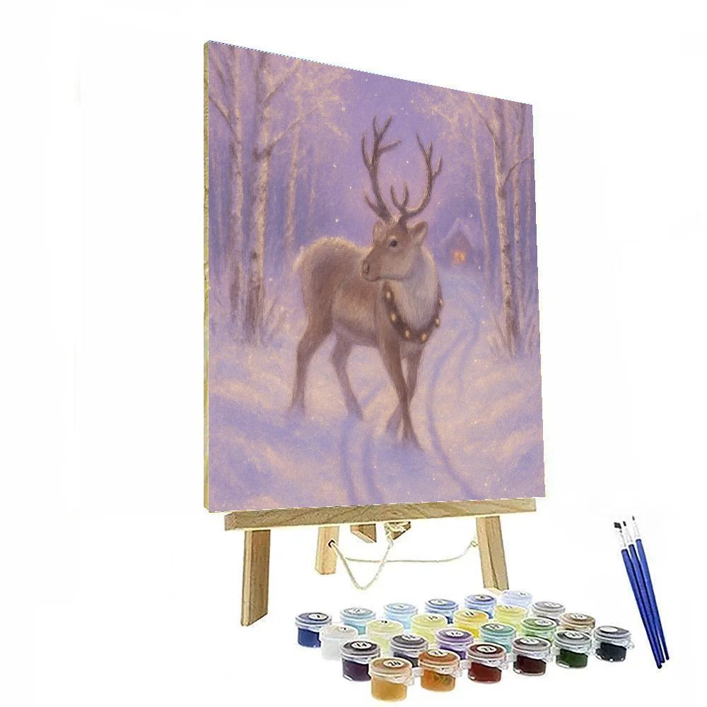 Reindeer Trail Through Lavender Twilight Painting by numbers kit