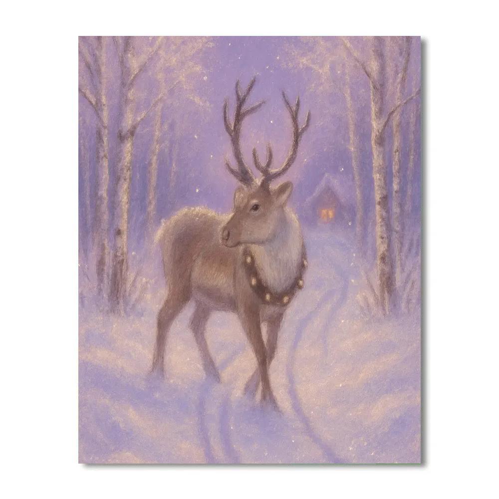 Reindeer Trail Through Lavender Twilight Painting by numbers kit