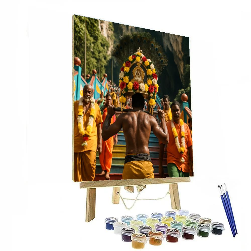 Thaipusam Kavadi Bearers Batu Caves Stairway paint by number
