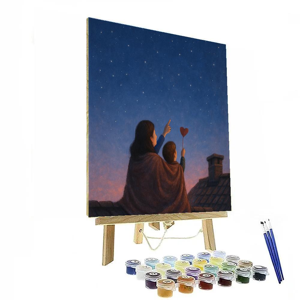 Night Sky Rooftop Wish paint by numbers