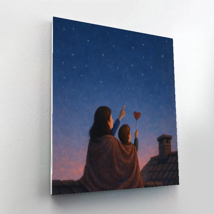 Night Sky Rooftop Wish paint by numbers