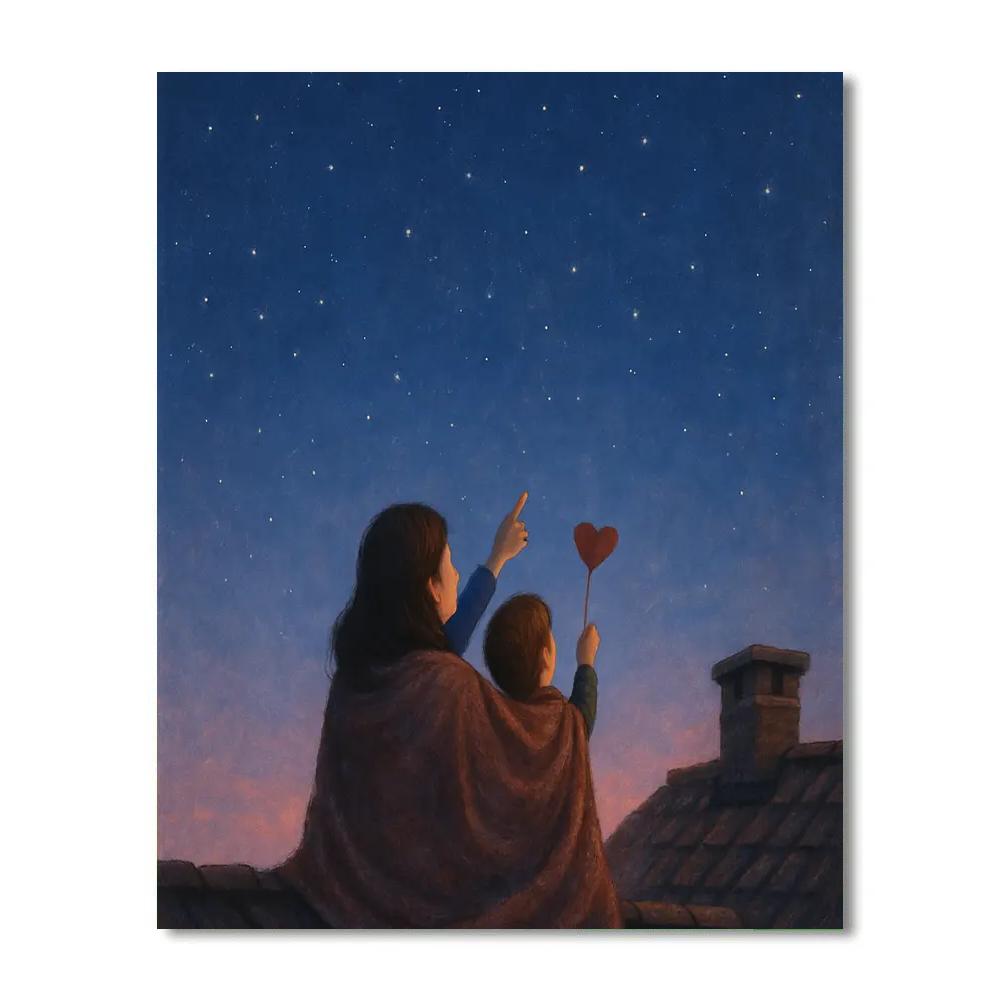 Night Sky Rooftop Wish paint by numbers