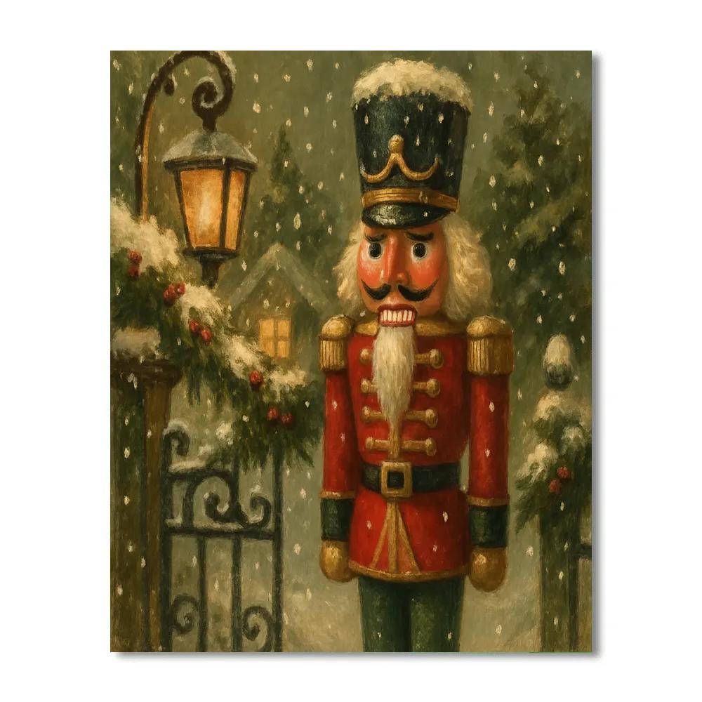 Nutcracker Guarding Snowy Gate Number painting