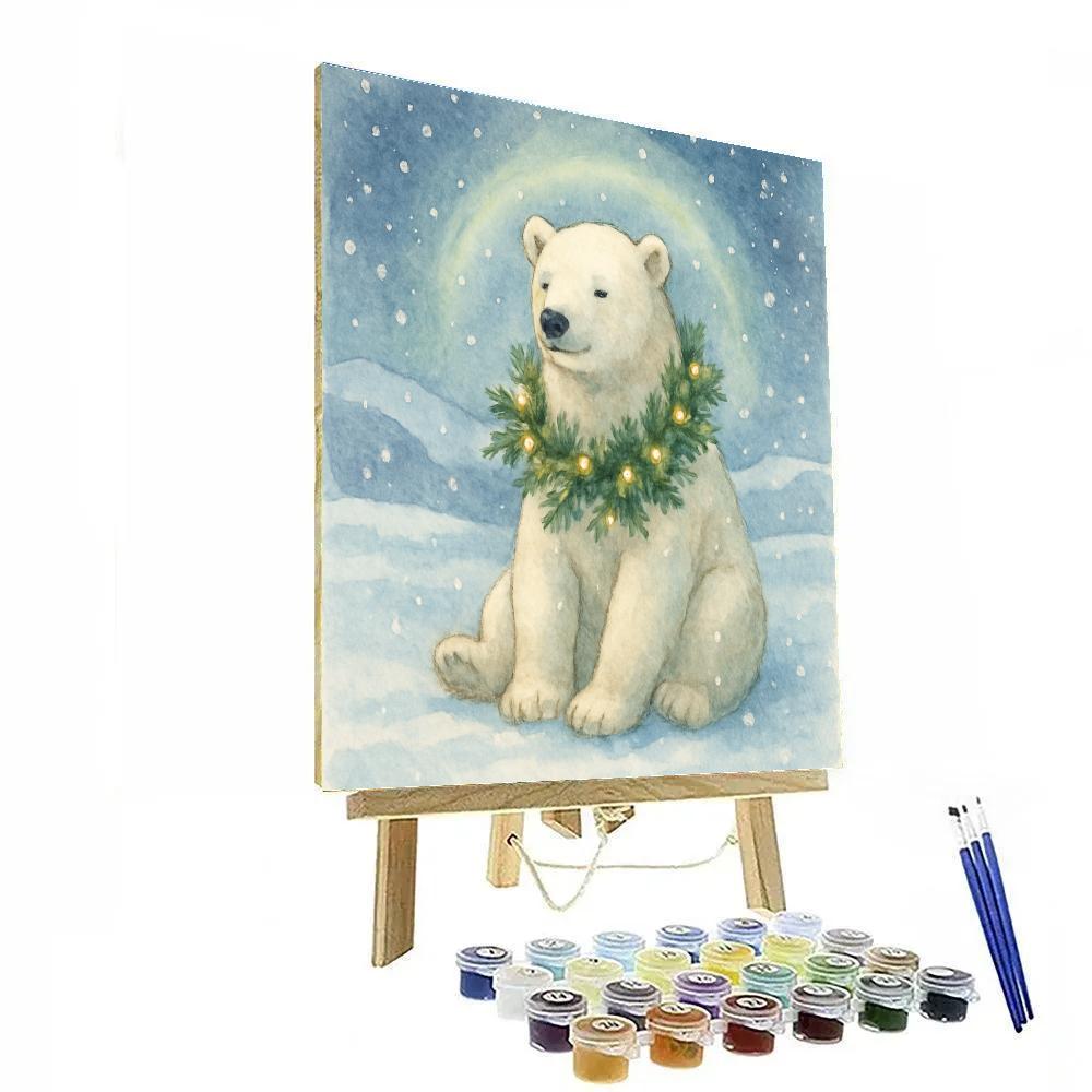 Polar Bear With Holiday Garland paint by numbers