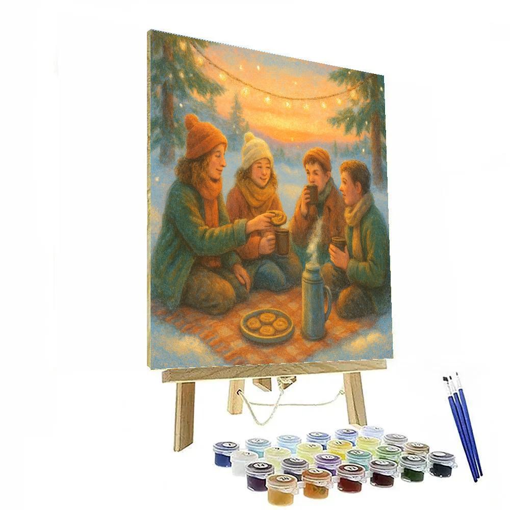 Winter Picnic With Blanket And Lights Numbered painting kits