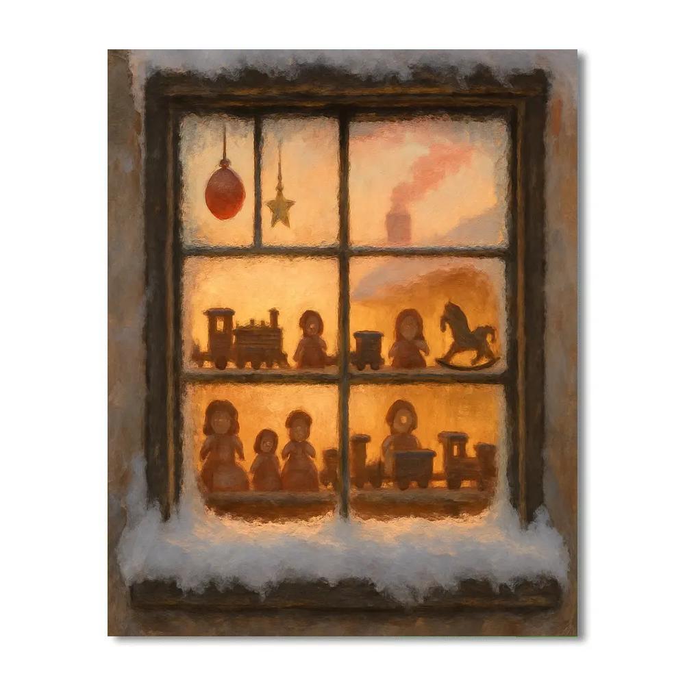 Toy Workshop Window At Dawn paint by numbers