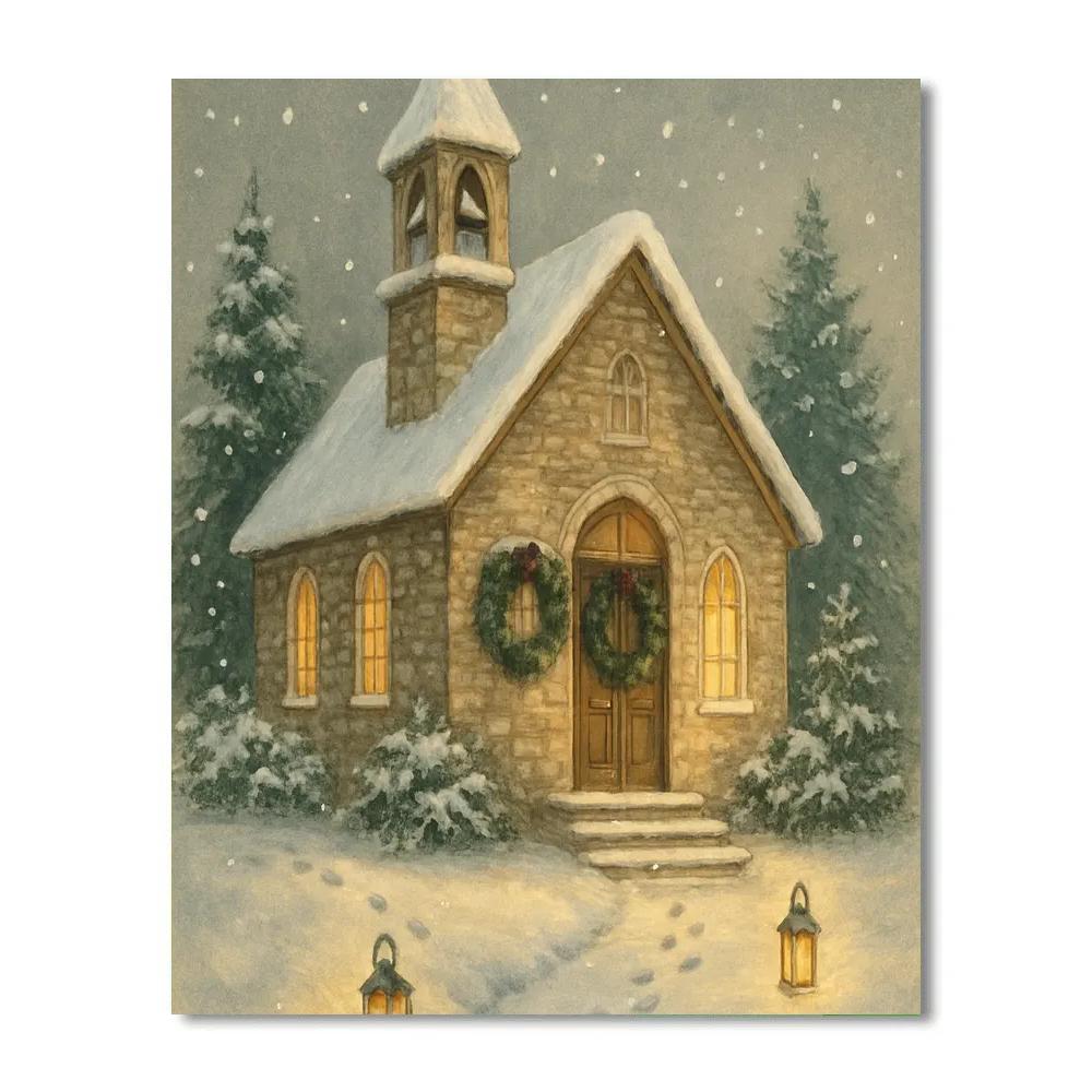 Frosted Church Bells In Gentle Snow paint by color
