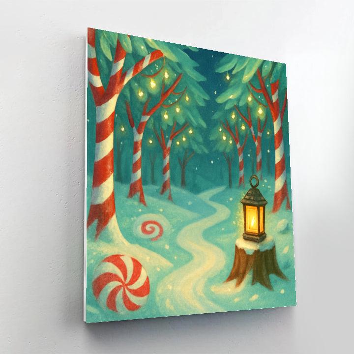 Candy Cane Forest With Hidden Lights paint by number